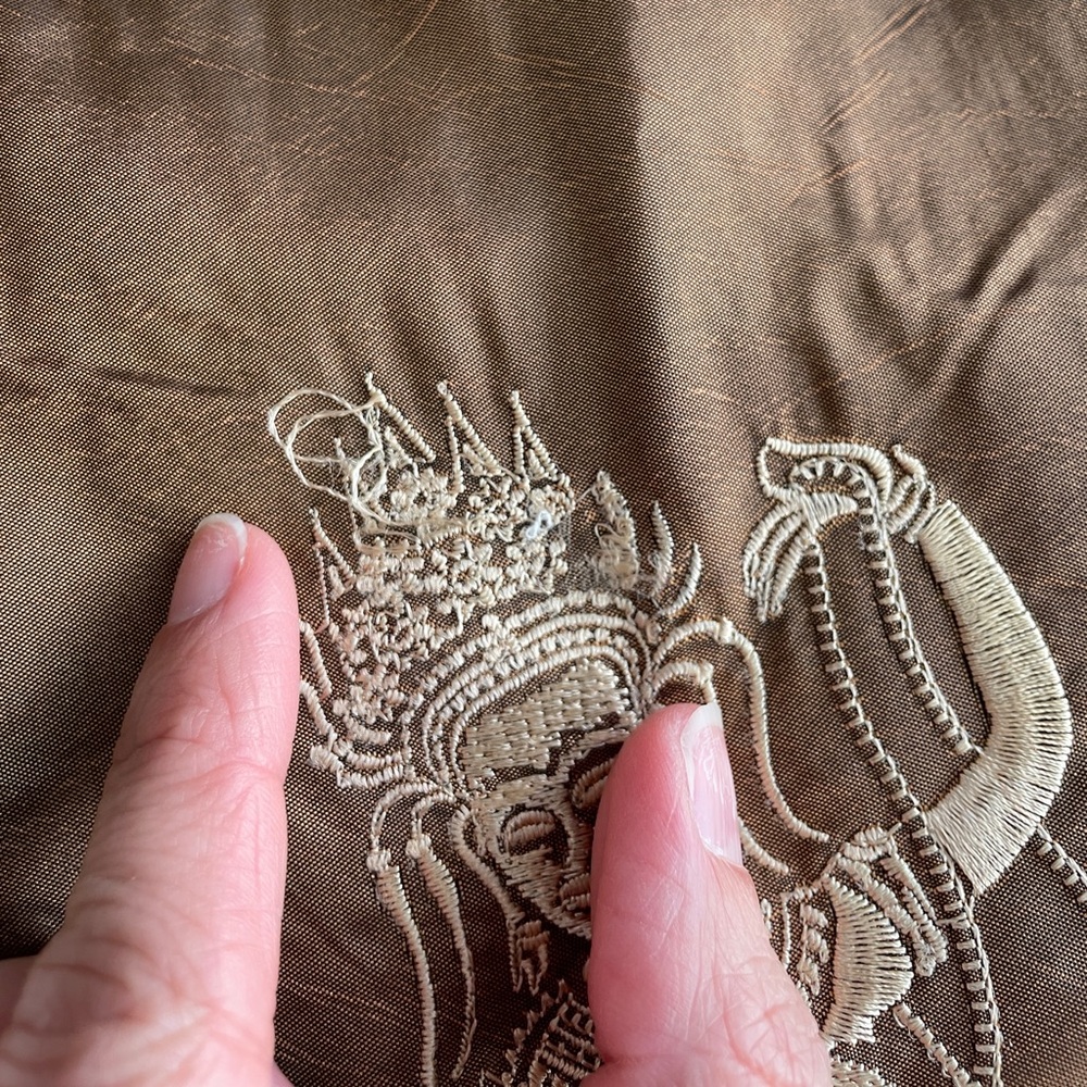 Cambodian Apsara Dancer Celestial Art - Set of 2 Brown Embroidered Pillow Cases - Picture 14 of 15